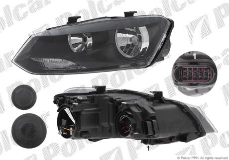 Фара основная левая H7, PY21W, W5W Polcar 95330990E