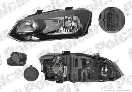 Фара основна права H4, PY21W, W5W Polcar 953310-V
