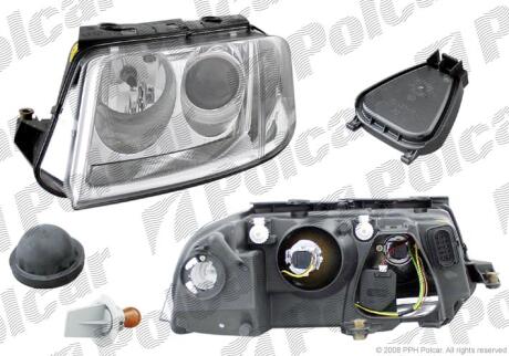 Фара основная правая H7, PY21W, W5W Polcar 954910-H
