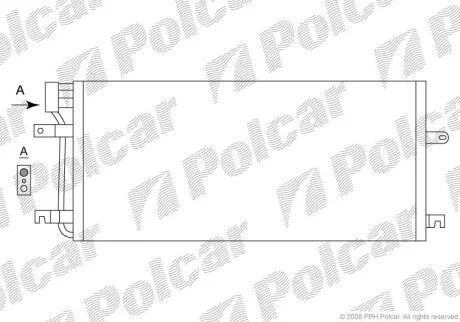 Радиатор кондиционера (Конденсатор) без осушителя Polcar 9566K8C2