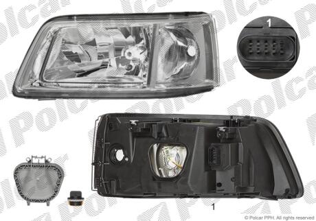 Фара основная правая, левая H1 Polcar 956809-E
