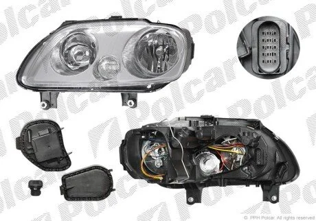 Фара основная правая H1, H7, PY21W, W5W Polcar 9575103E