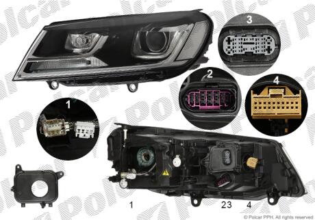Фара основная правая D3S, W5W, WY21W Polcar 9582106H