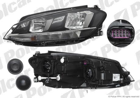 Фара основная левая H7, H9, LED, WY21W Polcar 95C2097H