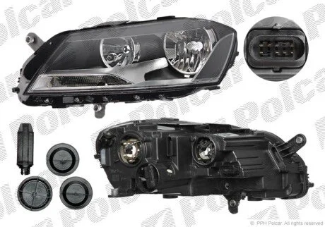 Фара основна ліва H7, PY21W, W5W Polcar 95D109-E