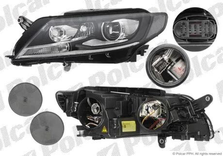 Фара основная левая D3S, H7, PW24W, PWY24W Polcar 95G109-U