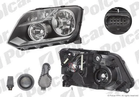 Фара основна ліва H15, H7 Polcar 95P109-E