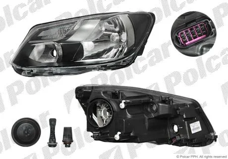 Фара основная правая H4, P21W, PY21W Polcar 95U1100E