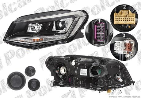 Фара основная левая D3S, LED Polcar 95U2092H
