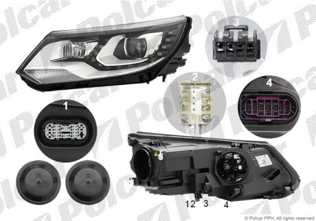 Фара основная правая D3S, H7, LED, PSY24W Polcar 95X1102H