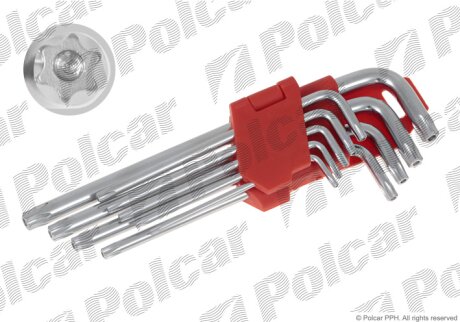 Фото набор ключей TORX Г-образных Т10-Т50 9 шт Polcar WT-5 Набор ключей TORX Г-образных Т10-Т50 9 шт Polcar WT-5
