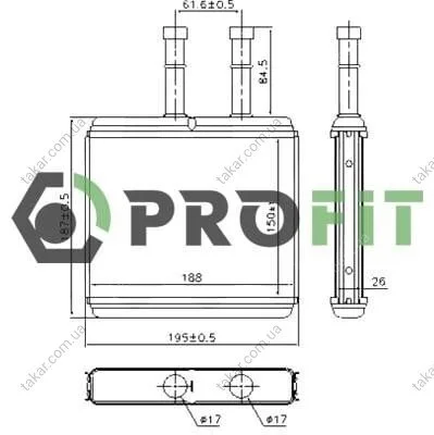 Радіатор обігрівача салону PROFIT 1760-0102 (фото 1)