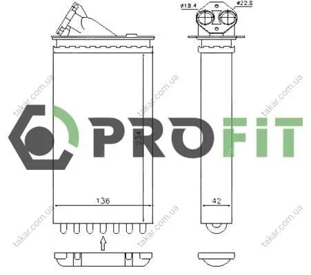 Радіатор обігрівача салону PROFIT 1760-0374 (фото 1)