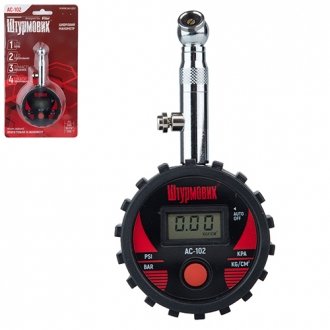 Манометр /AC-102/LCD дисплей/LED фонарь/psi-bar-кg/см2-kpa/0~10 (AC-102) Штурмовик 00000052668