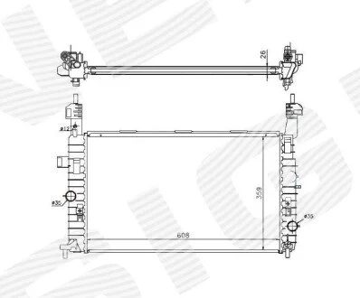 Радіатор охолодження двигуна алюміній, пластик, механічна, автоматична коробка передач Signeda RA63087Q