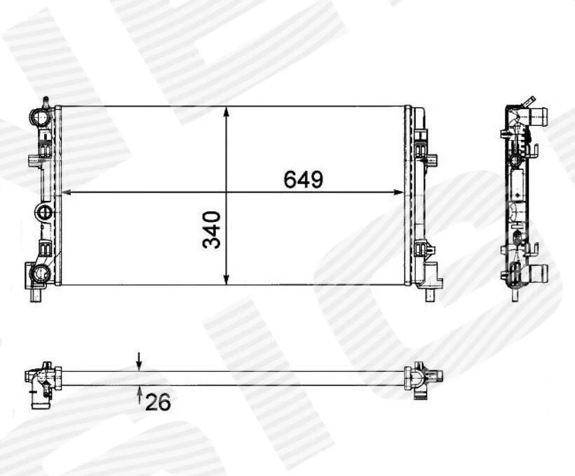 Радіатор охолодження двигуна алюміній, пластик, механічна, автоматична коробка передач Signeda RA640012Q (фото 1)