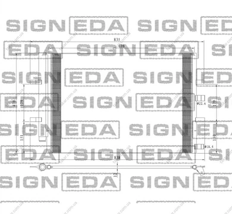 Радиатор кондиционера (Конденсатор) с осушителем Signeda RC4459 (фото 1)