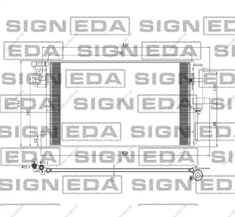 Радиатор кондиционера (Конденсатор) с осушителем Signeda RC940764 (фото 1)