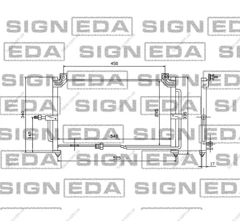 Радиатор кондиционера (Конденсатор) без осушителя Signeda RC94411 (фото 1)