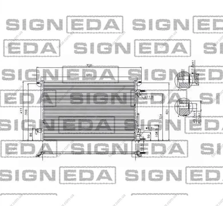 Радиатор кондиционера (Конденсатор) без осушителя Signeda RC94597Q (фото 1)