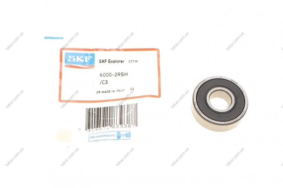 Підшипник кульковий 6000 2RSH/C3 (10х26х8) SKF 6000-2RSH/C3 (фото 1)