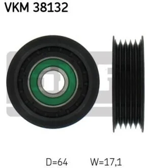 Ролик обводной ремня поликлинового (приводного), 64 мм SKF VKM38132