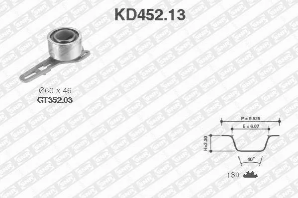 Комплект ремня ГРМ 130 зубцов SNR NTN KD452.13 (фото 1)