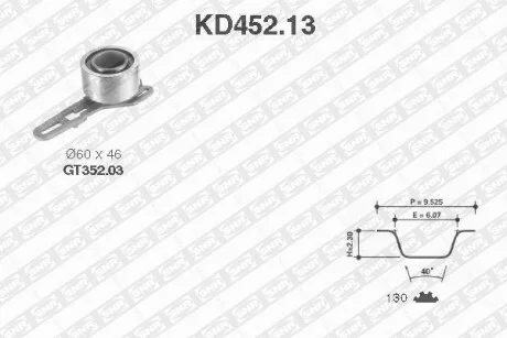Комплект ременя ГРМ 130 зубців SNR NTN KD452.13