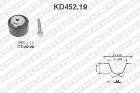 Комплект ременя ГРМ FORD (Ви-во NTN-SNR) SNR NTN KD452.19
