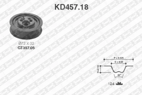 Комплект ременя ГРМ 124 зубців SNR NTN KD457.18