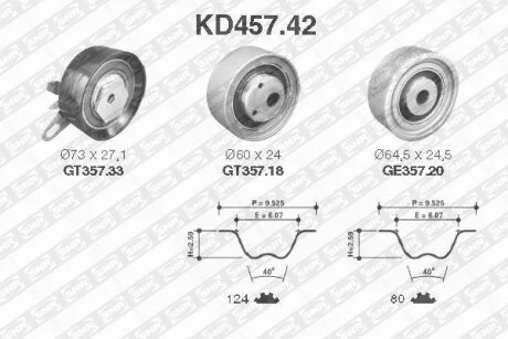 Комплект ременя ГРМ 122 зубців SNR NTN KD457.42