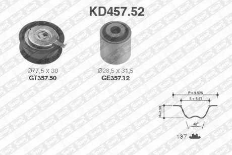 Комплект ремня ГРМ 137 зубцов SNR NTN KD457.52
