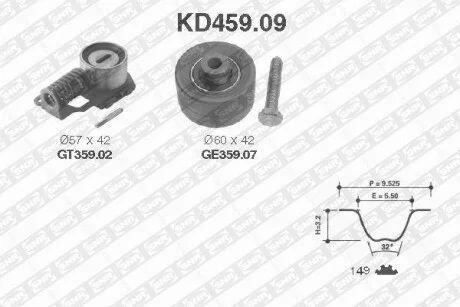 Комплект ременя ГРМ 149 зубців SNR NTN KD459.09