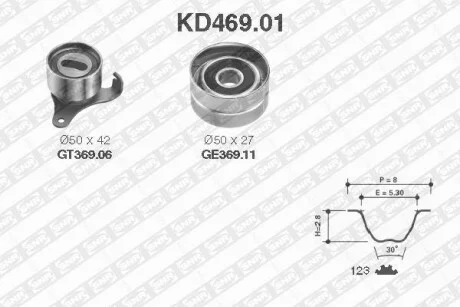 Комплект ремня ГРМ 123 зубцов SNR NTN KD469.01