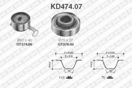 Комплект ремня ГРМ 113 зубцов SNR NTN KD474.07