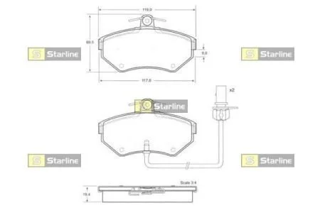Гальмівні колодки передні дискові STARLINE BD S144