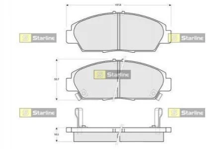 Гальмівні колодки передні дискові STARLINE BD S160 (фото 1)