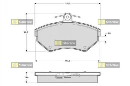 Гальмівні колодки передні дискові STARLINE BD S297 (фото 1)