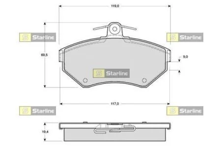 Гальмівні колодки передні дискові STARLINE BD S297