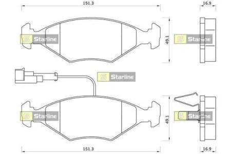 Тормозные колодки передние дисковые STARLINE BD S336