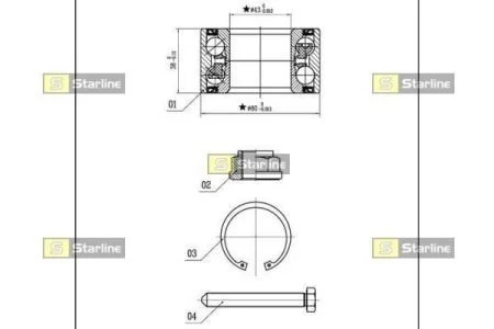 Підшипник маточини колеса STARLINE LO 03450
