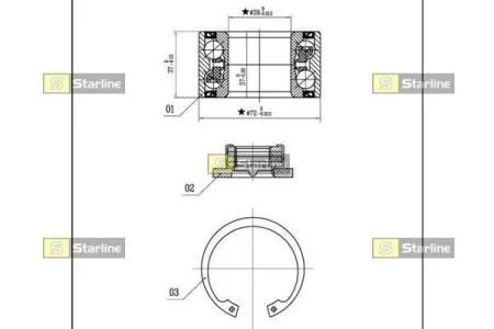 Підшипник маточини колеса STARLINE LO 03530
