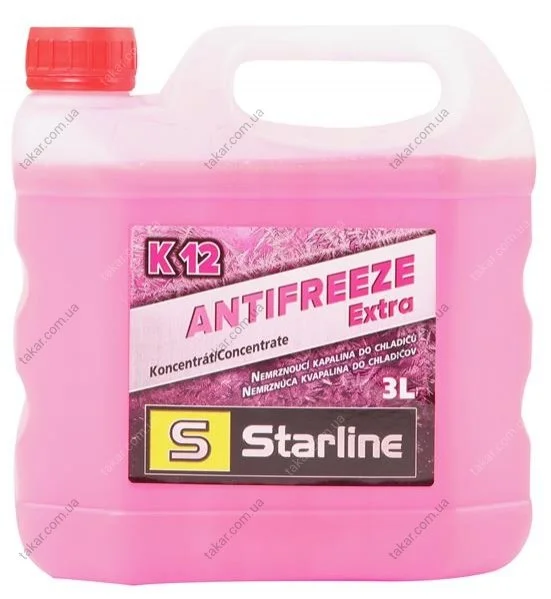 Антифриз-концентрат рожевий, -80 °C, G12++, 3 л STARLINE NA K12-3 (фото 1)