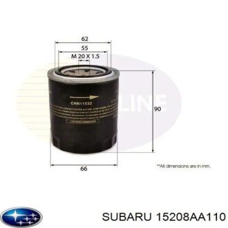 Масляний фільтр гвинт накручуваний SUBARU 15208AA110