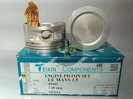 Поршень (компл. на двигун) Daewoo G15MF 1.5L SOHC 8V d76.5+1.00 TEIKIN 49101.100