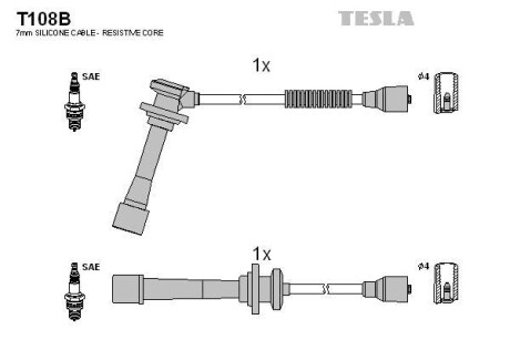 Комплект кабелей зажигания TESLA T108B