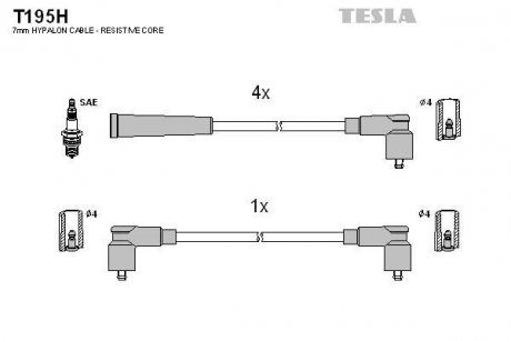 Комплект кабелiв запалювання TESLA T195H (фото 1)