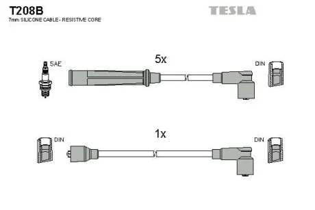 Комплект кабелів запалювання TESLA T208B