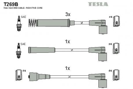 Комплект кабелів запалювання TESLA T269B (фото 1)