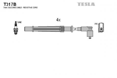 Комплект кабелів запалювання TESLA T317B